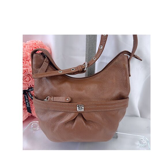 Stone Mountain Boho-Chic Pebbled Leather Crossbody β Warm Brown - Picture 5 of 9